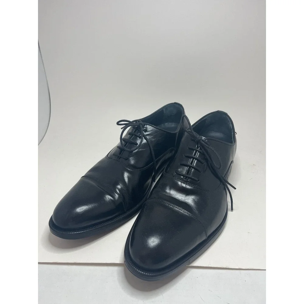 Johnston & Murphy Mens Oxford Shoes 9 M Black Leather Cap Toe Formal Dress Shoes